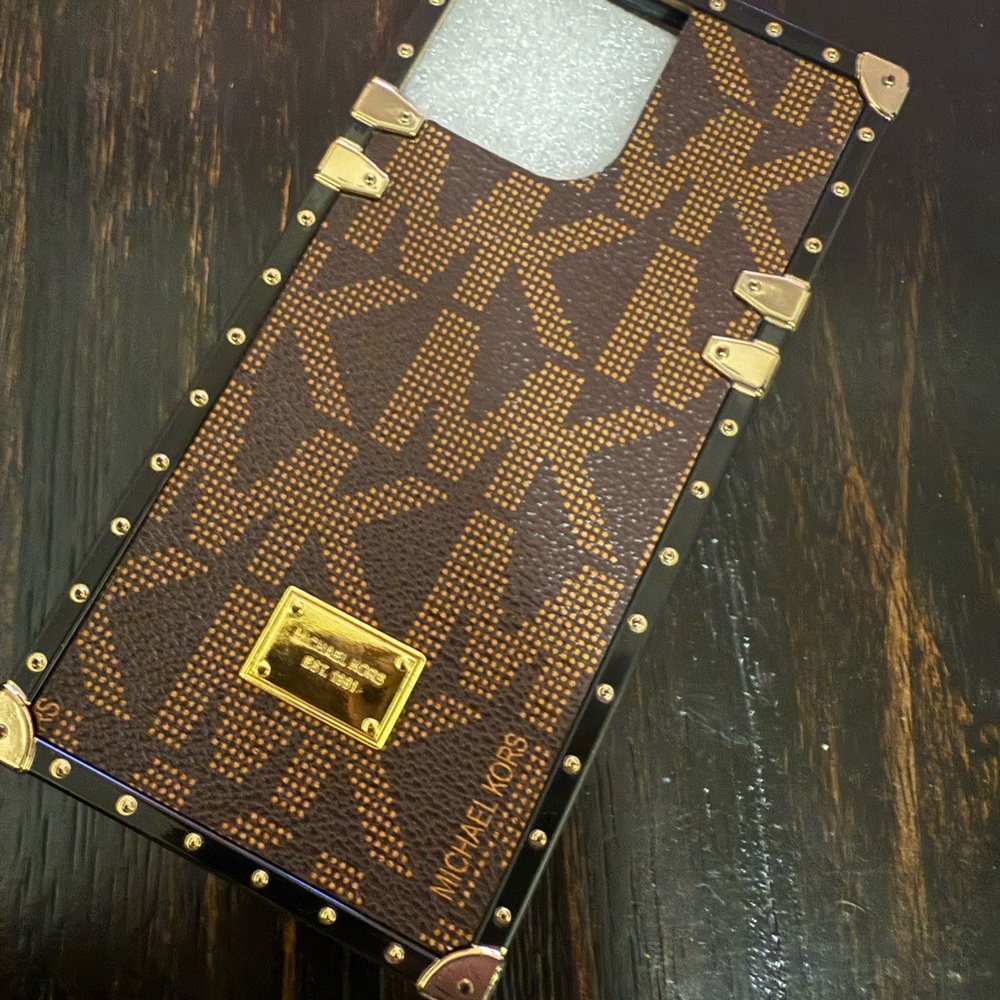IPhone 13 Pro Max Michael Kors Brown and Gold Phone Case - Picture 4 of 7